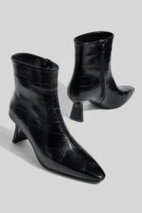camaiore Black Crocodile Leather Women Special Design Heels Boots