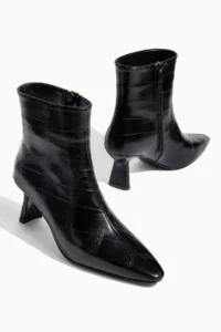 camaiore Black Crocodile Leather Women Special Design Heels Boots - Image 2