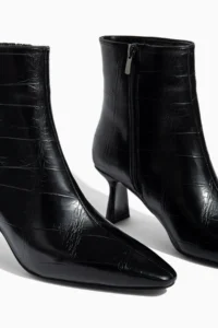 camaiore Black Crocodile Leather Women Special Design Heels Boots - Image 4