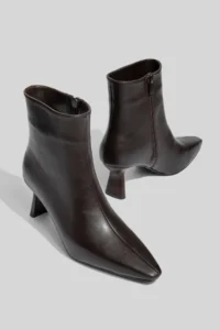 camaiore Bitter Coffee Leather Special Design Heels Women Boots