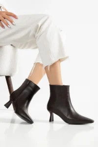 camaiore Bitter Coffee Leather Special Design Heels Women Boots - Image 5