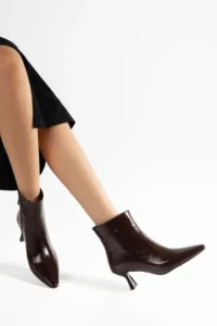 camaiore Brown Patent Heels Women Boots - Image 3