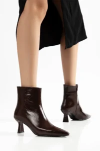 camaiore Brown Patent Heels Women Boots - Image 4