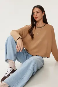 Happiness İstanbul Women Biscuit Basic Knitwear Sweater