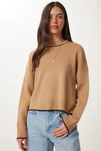 Happiness İstanbul Women Biscuit Basic Knitwear Sweater - Image 2