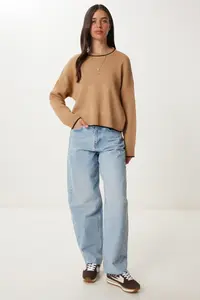 Happiness İstanbul Women Biscuit Basic Knitwear Sweater - Image 4