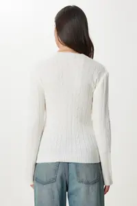 Happiness İstanbul Women's Bone Wrap Collar Seasonal Knitwear Sweater - Image 5