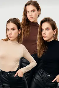 Bipantolon Women Black Cream Bitter Coffee 3 Sets Blouse