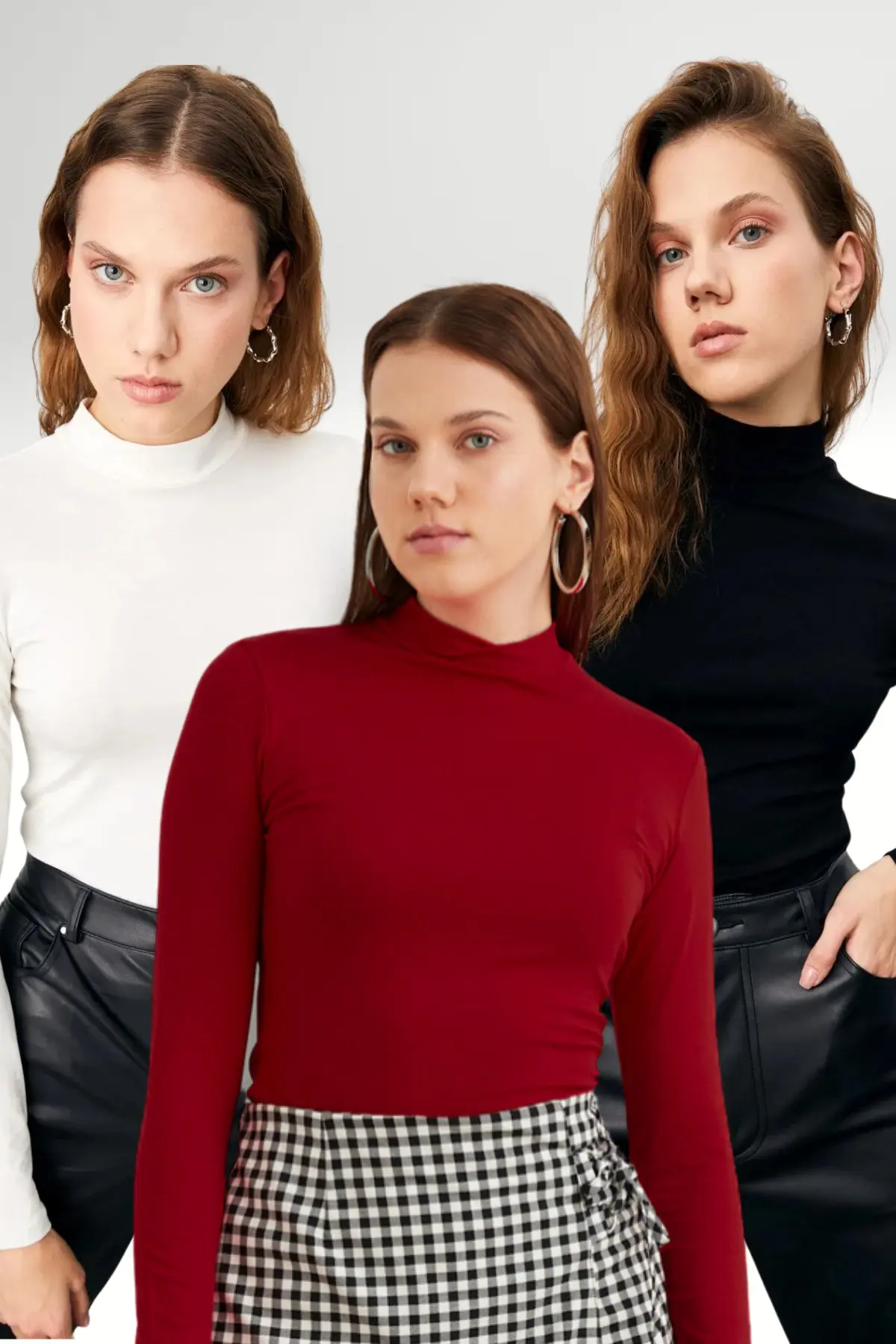 PKT-10-BURGUNDY-BLACK-WHITE_1 Bipantolon Women Burgundy Black WHITE 3 Sets Blouse - Image 1