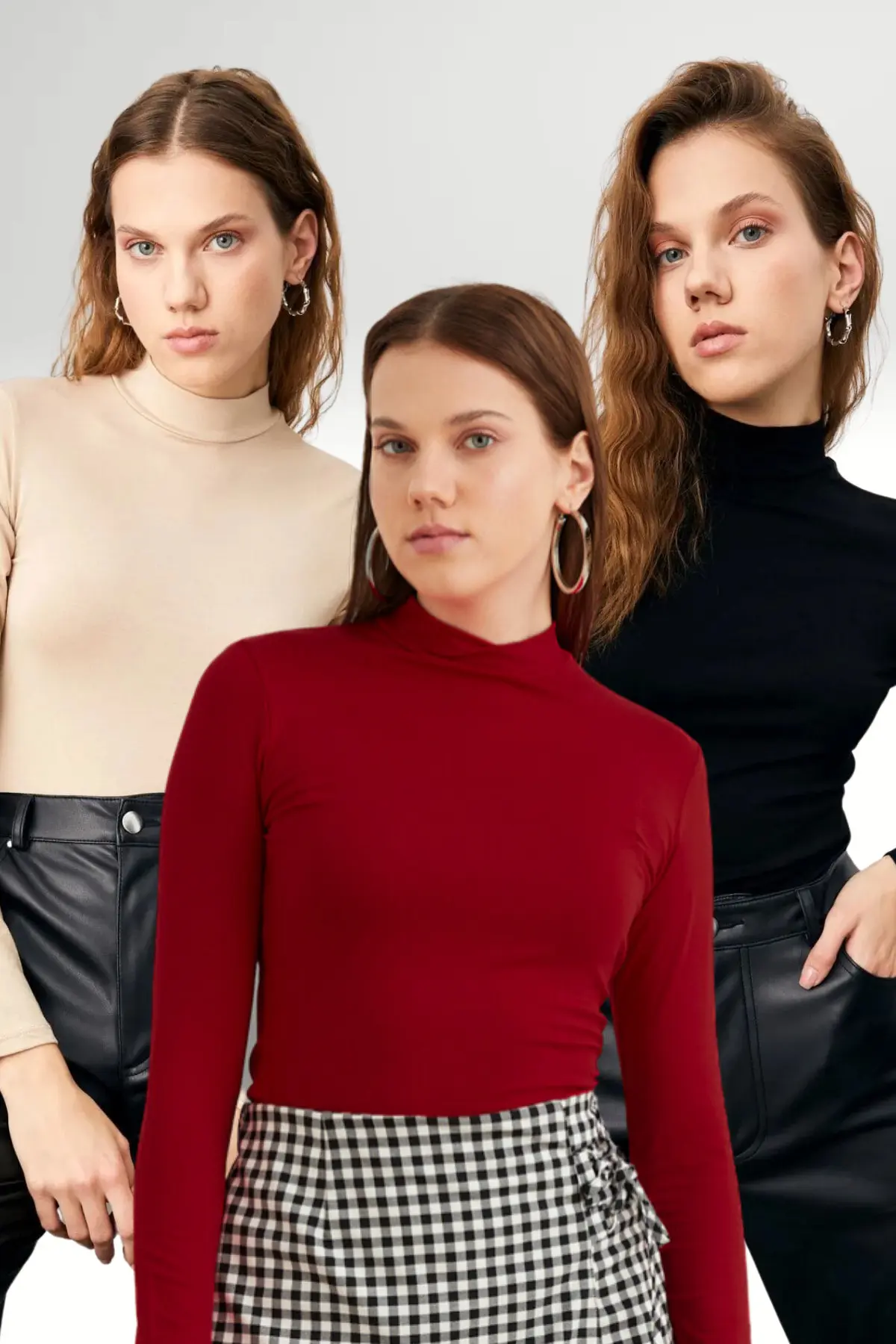 PKT-10-BURGUNDY-CREAM-BLACK_1 Bipantolon Women Burgundy Cream Black 3 Sets Blouse - Image 1