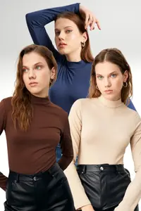 Bipantolon Women Cream NAVY BLUE Bitter Coffee 3 Sets Blouse