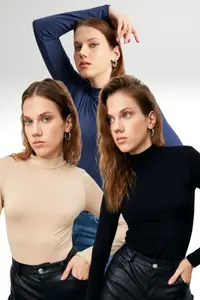 Bipantolon Women Cream NAVY BLUE Black 3 Sets Blouse