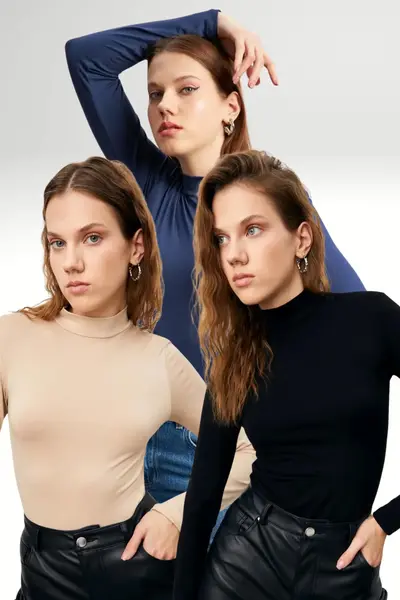 Bipantolon Women Cream NAVY BLUE Black 3 Sets Blouse