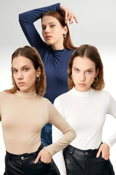 Bipantolon Women Cream NAVY BLUE WHITE 3 Sets Blouse