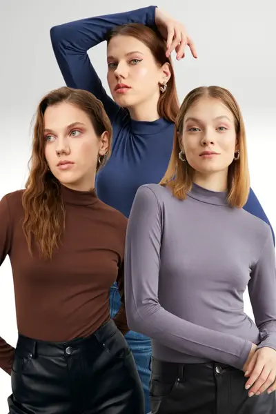 Bipantolon Women Gray NAVY BLUE Bitter Coffee 3 Sets Blouse