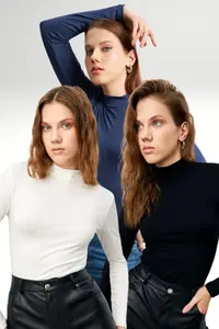 Bipantolon Women WHITE NAVY BLUE Black 3 Sets Blouse