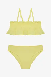 Penti Yellow Girl's Lilly Lemon Ruffle Bandeau Bikini Set