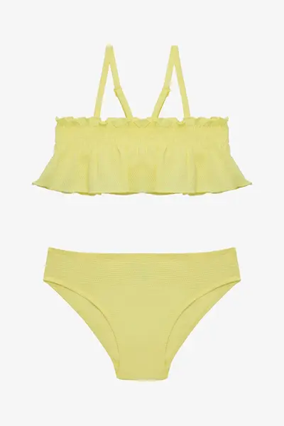 Penti Yellow Girl's Lilly Lemon Ruffle Bandeau Bikini Set