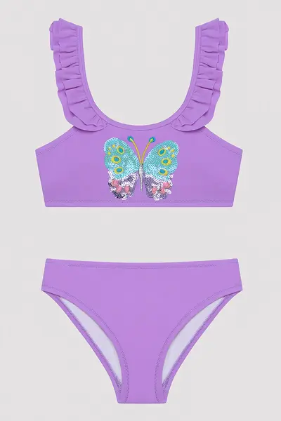 Penti Girls' Butterfly Barbell Lilac Bikini Set