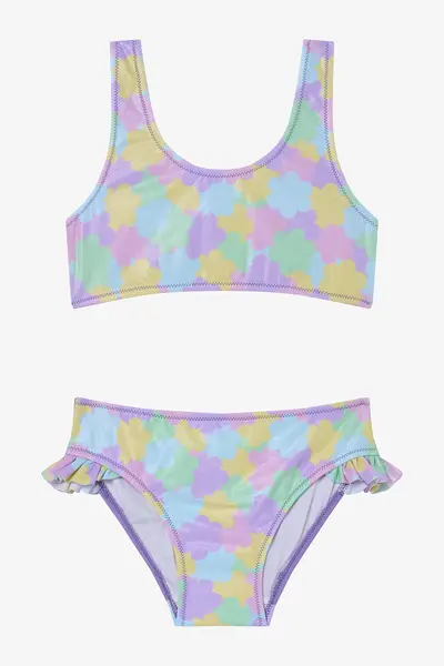 Penti Girl's Shiny Flower Frilly Halter Neck Bikini Set