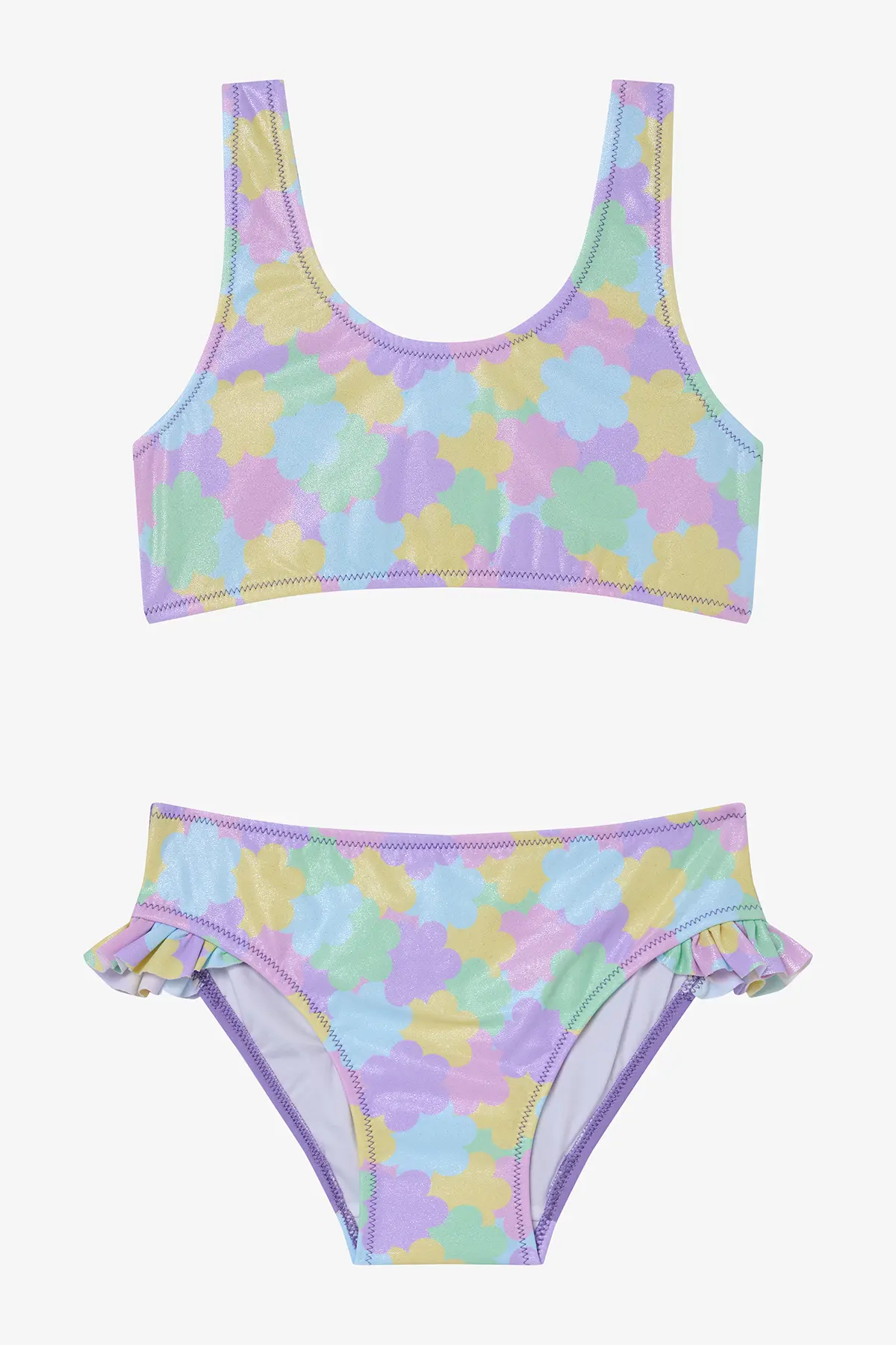 Penti Girl's Shiny Flower Frilly Halter Neck Bikini Set