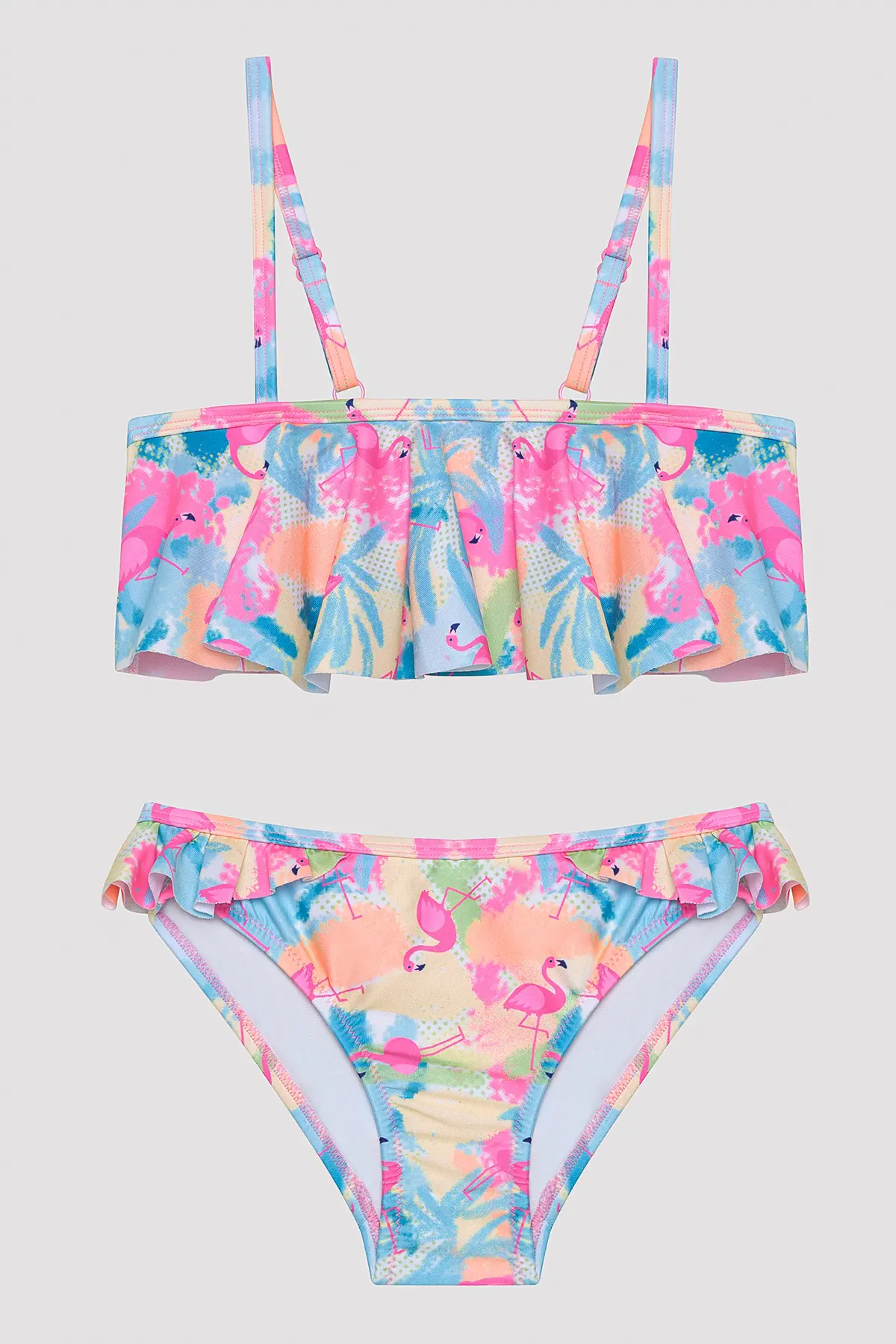 Penti Girl's Flamingo Beach Bandeau Multicolored Bikini Set