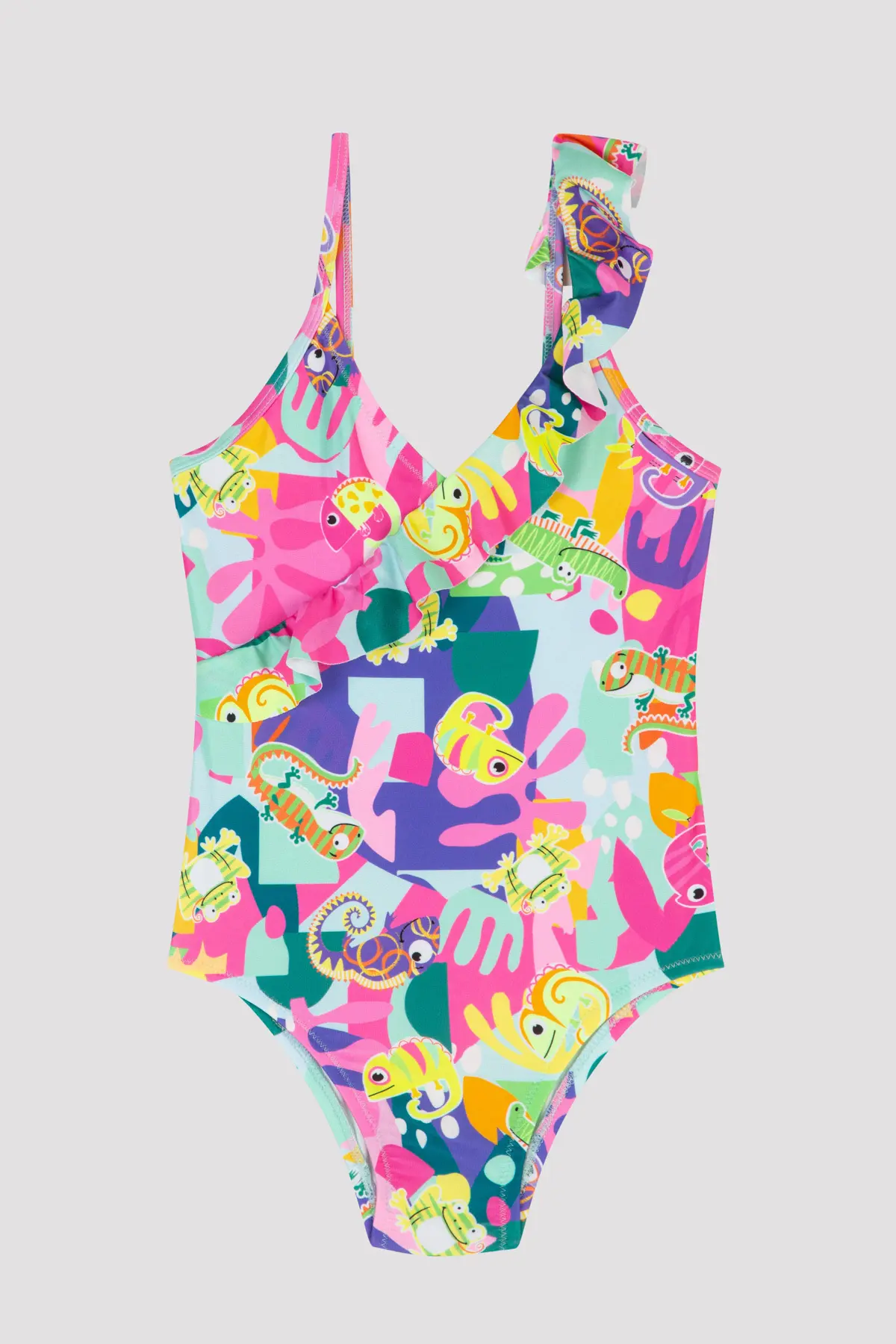 Penti Girls' Tropik Frilly Colorful Swimsuit