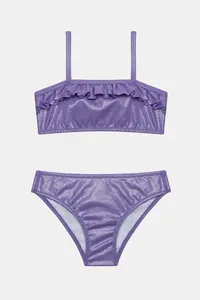 Penti Girls' Shiny Purple Bandeau Bikini Set