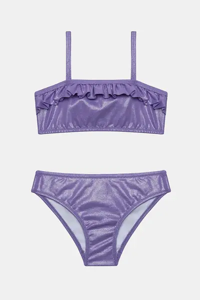 Penti Girls' Shiny Purple Bandeau Bikini Set