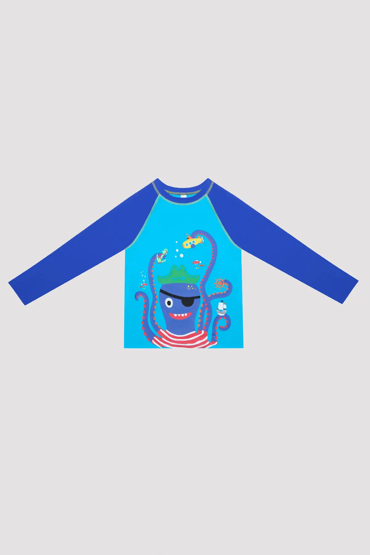 Penti Boys' Pirate and Octopus Patterned Turquoise Swim Top