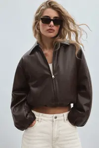 Jaglion New Season Soft Material Filled Bomber Jacket Leather Jacket