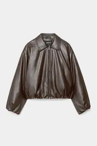 Jaglion New Season Soft Material Filled Bomber Jacket Leather Jacket - Image 4
