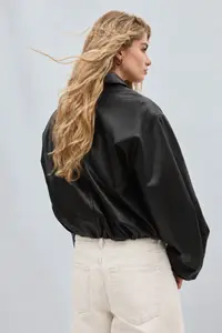 Jaglion New Season Soft Material Filled Bomber Jacket Leather Jacket - Image 2