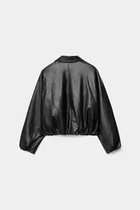 Jaglion New Season Soft Material Filled Bomber Jacket Leather Jacket - Image 4