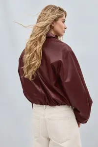 Jaglion New Season Soft Material Filled Bomber Jacket Leather Jacket - Image 2