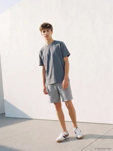 LCW Kids Gray Elastic Waist Striped Boys' Short