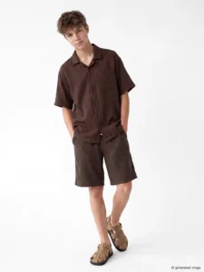 LCW Kids Brown Elastic Waist Muslin Boys' Short