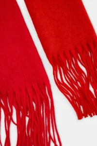 TRENDYOLMİLLA Red Soft textured Women Tasseled Scarf - Image 2