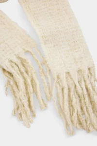 TRENDYOLMİLLA Ecru Sim Detailed Tasseled Women Scarf - Image 2