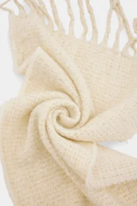 TRENDYOLMİLLA Ecru Sim Detailed Tasseled Women Scarf - Image 3