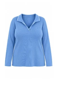 Trendyol Curve Light BLUE Knitwear Collar Detailed Fitted Ribbed Flexible Knitting Blouse - Image 6