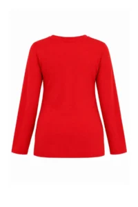 Trendyol Curve Red Soft Fabric V-neck Fitted Flexible Knitting Plus Size Blouse - Image 7