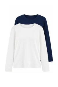 Trendyol Curve NAVY BLUE-Ecru 2 Sets Paket Crop Camisole Knitting Plus Size Blouse