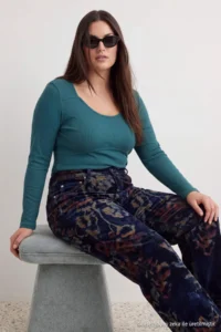 Trendyol Curve Petrol Camisole Crop Knitting Plus Size Blouse