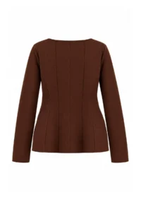 Trendyol Curve Brown interlock Knitting Plus Size Blouse - Image 7