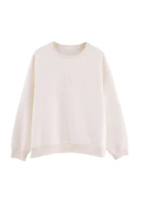 Trendyol Curve Beige Embroidery Detailed Regular Fit Plus Size Sweatshirt - Image 6