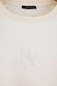 Trendyol Curve Beige Embroidery Detailed Regular Fit Plus Size Sweatshirt - Image 7