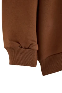 Trendyol Curve Brown V-neck Basic Plus Size Sweatshirt with Fleece Inside - Image 6