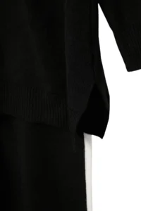 Trendyol Curve Black Stripe Detailed Turndown collar Knitwear Top and Bottom Set - Image 7