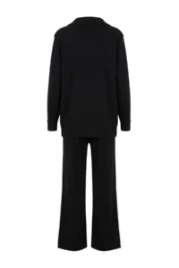 Trendyol Curve Black Stripe Detailed Turndown collar Knitwear Top and Bottom Set - Image 9